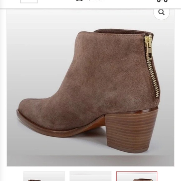 Vince- Havana Notch Suede Ankle Booties- Walnut- 9 - Picture 5 of 12